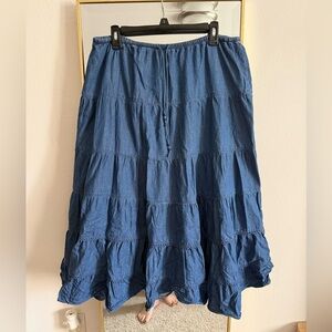 White Stag Blue Bubble Tiered Maxi Skirt